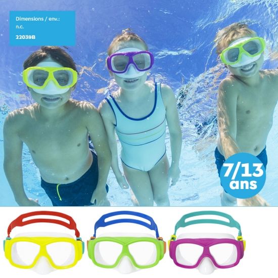 Masque de plongée Aquanaute Junior 7/13 ans 3 couleurs assorties
