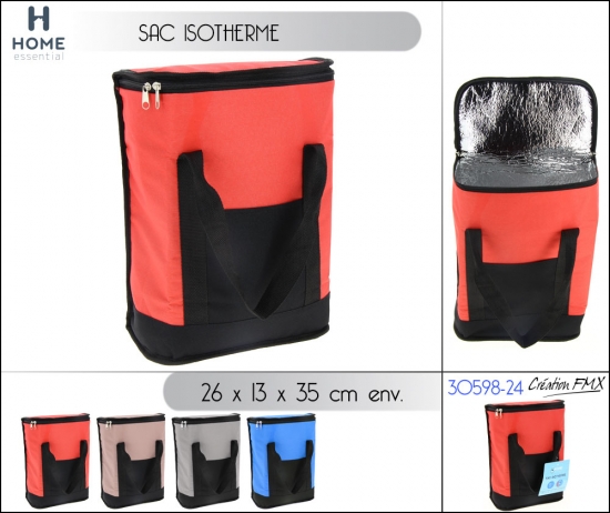 Sac isotherme 3 bouteilles (26x13x35cm env.) / 4 couleurs asst.