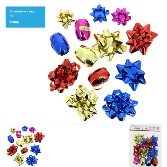 Bolducs x 4 PCS 10M*5MM+3 étoiles D8.5CM+3 fleurs D8.5cm+4 étoiles D5CM env./2 MOD ASST