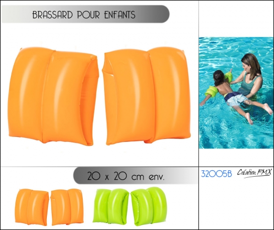 Brassards colorés pour enfant 3-6 ans (20*20cm env.) / 2 couleurs asst.