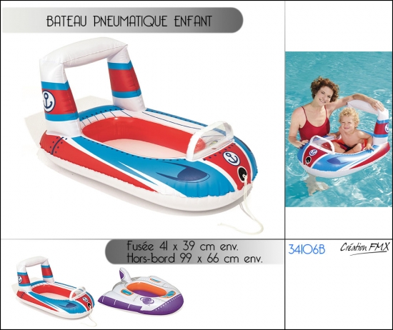 Bateau pneumatique enfant Fusée Cruiser 41 x 39 cm, Hors-bord 99 x 66 cm, 2 modèles assortis