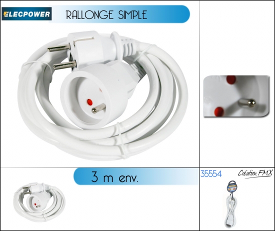 Rallonge simple 3 mètres blanc