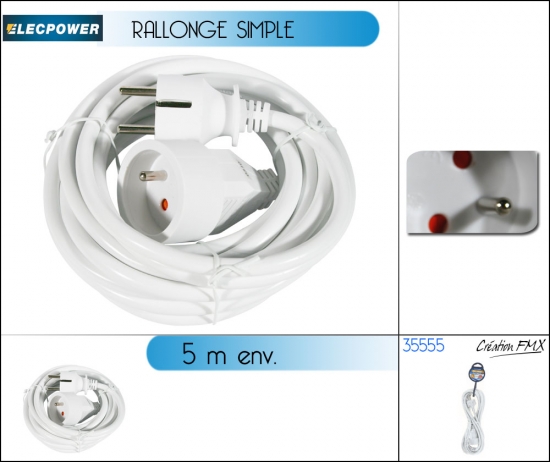 Rallonge simple 5 mètres blanc