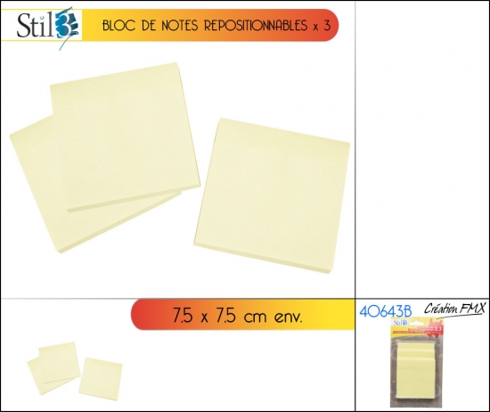 Bloc notes repositionnables jaune X 3