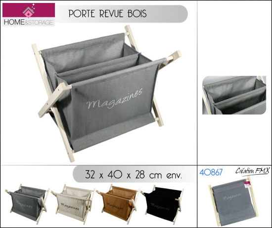 Porte revues bois + polyester RANGEMENT/ 4 asst