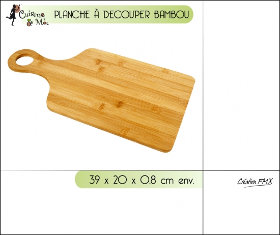 Planche à découper bambou avec manche 39 x 20 x 0,8 cm