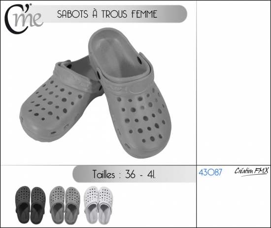 Sabots femme - T36 à T41 / 3 assts