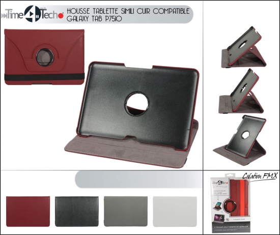 Housse tablette simili cuir compatible GALAXY TAB P7510 (10 pouces) / 4 couleurs asst.