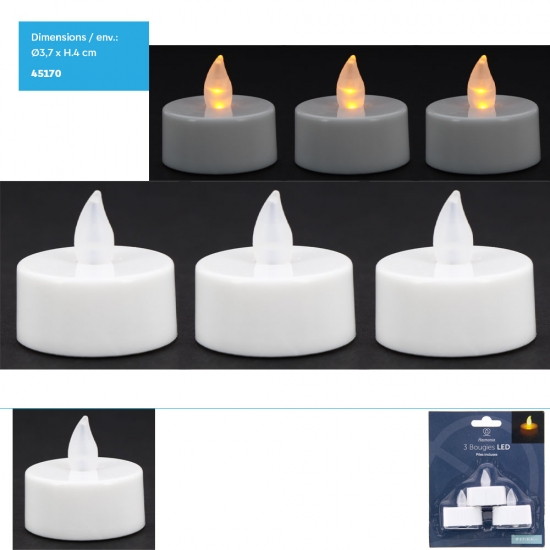 Bougie chauffe plat Led - set de 3 pcs