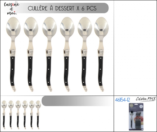 Cuillères à dessert  poignée noir x6pcs