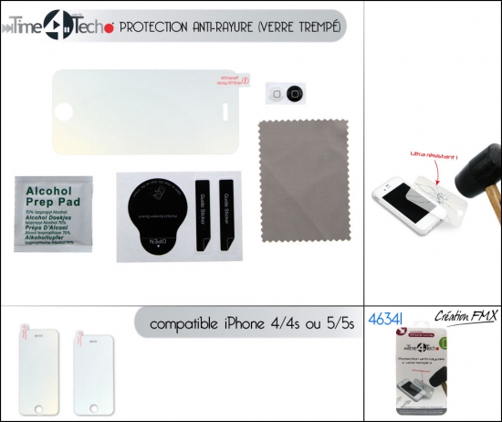 Protection anti-rayures - verre trempé (2 asst : compatible Iphone4/4S ou Iphone 5)