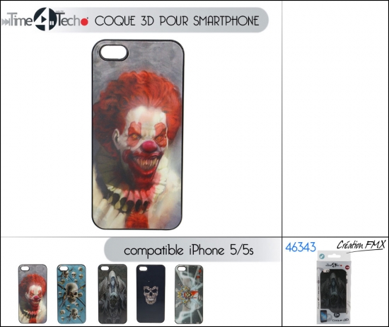 Coque 3D pour smartphone (compatible Iphone 5) / 6 motifs asst.