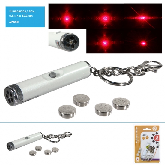 Porte clé pointeur laser 5 en 1 avec piles fournies