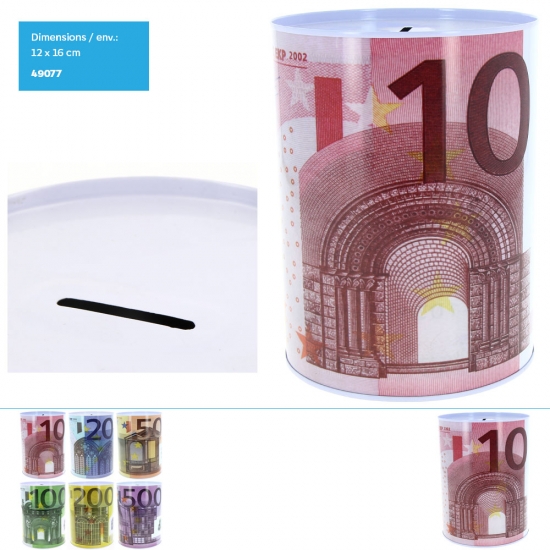 Tirelire métal Euro 12 x 16 cm env. 6 assortiments.