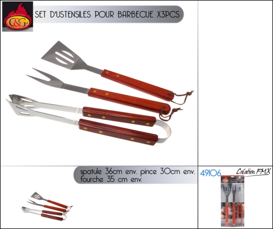 Set d'ustensiles pour barbecue x3 pcs