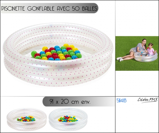 Piscine gonflable ronde Up In & Over avec 50 balles de jeu 91 x 20 cm, 2 couleurs assorties