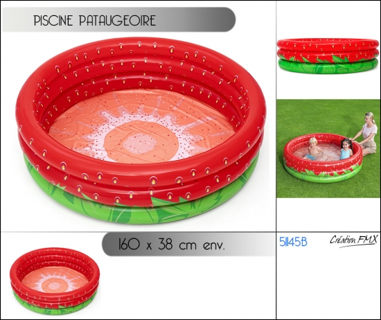 Piscine pataugeoire gonflable ronde fraise Sweet Strawberry 160 x 38 cm
