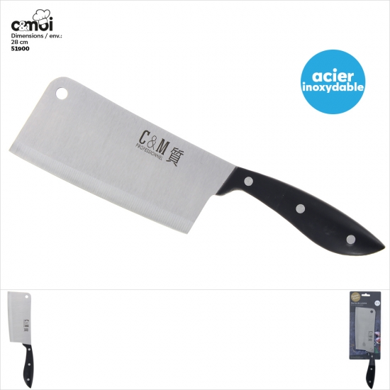 Hâche de cuisine avec manche courbé en ABS 28cm env - 1 asst