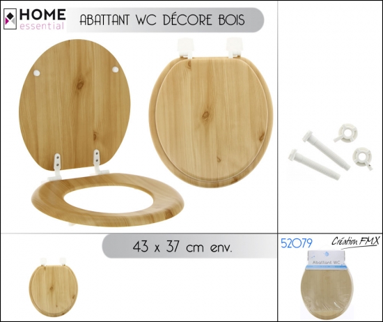 Abattant WC en MDF décor bois de pin 43 cm - 1 asst
