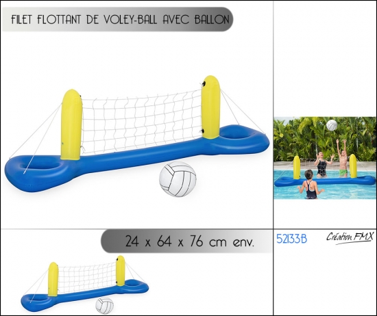 Filet flottant de volley-ball avec ballon 244 x 64 x 76 cm
