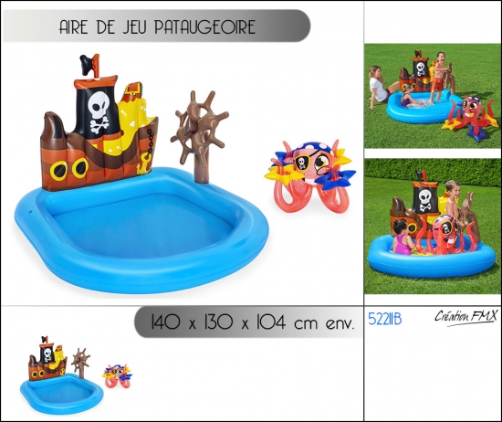 Aire de jeux pataugeoire Bateau teuf teuf 140 x 130 x 104 cm