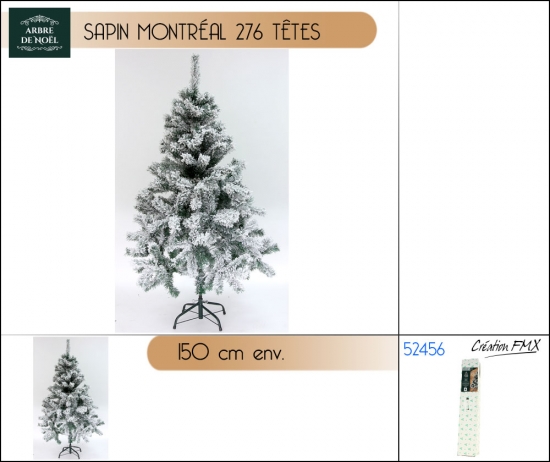 Sapin de luxe floqué Montréal 150cm - 276 têtes