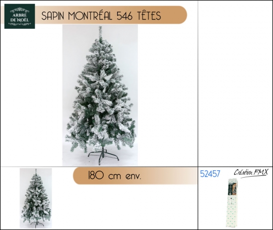 Sapin de luxe floqué Montréal180cm - 546 têtes
