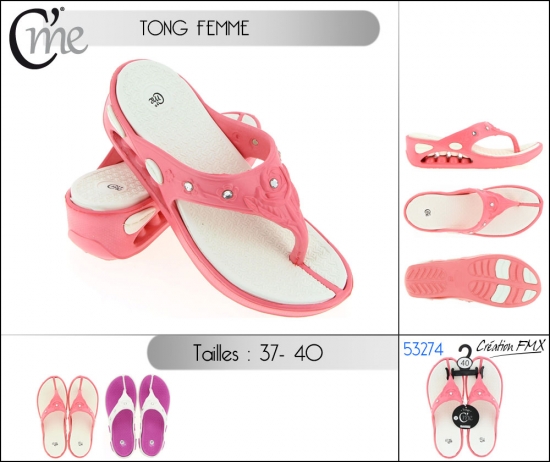 Tong femme en plastique avec strass diamant 37-40 - 2 assortiments