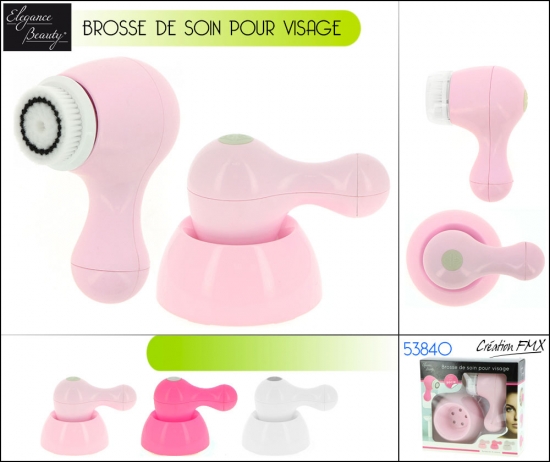 Brosse de soin pour visage avec son support - 3 asst