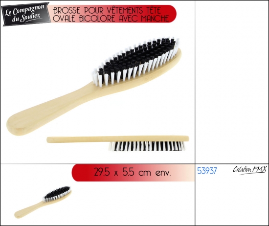 brosse pour vêtements tête ovale bicolore avec manche 29,5x5,5 cm - 1 asst