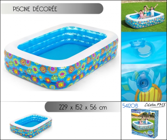 Piscine gonflable Deluxe décor poissons 229 x 152 x 56 cm