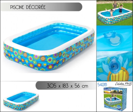 Piscine gonflable Deluxe décor poissons 305 x 183 x 56 cm