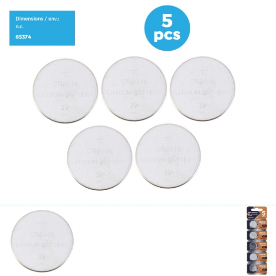 Piles bouton Lithium CR2016 x5