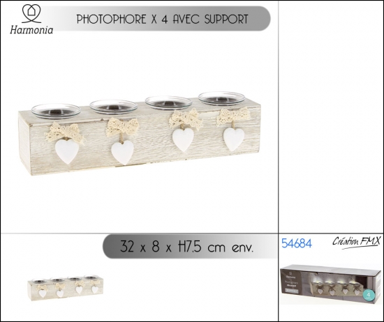 Photophore décoratif - pour 4 bougies chauffe-plats - 1 Asst