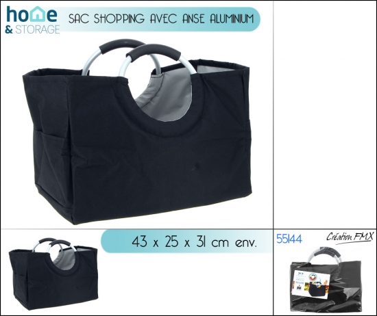 Sac shopping avec anse aluminium 43x25x31cm