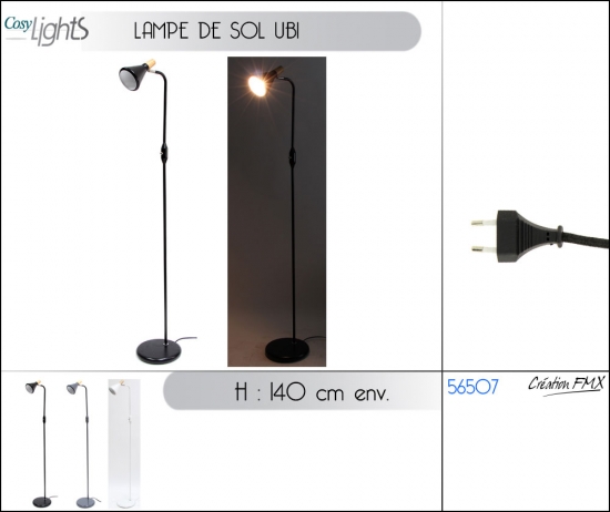 Lampe de sol UBI - H. 140 cm env. - 3 asst.