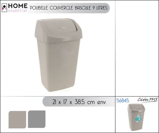 Poubelle  couvercle bascule 9 litres