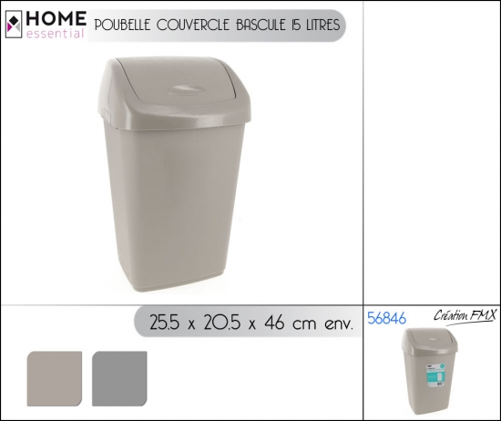Poubelle  couvercle bascule 15 litres