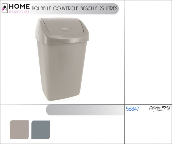 Poubelle couvecle bascule 25 litres