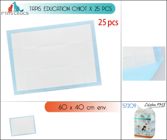 Tapis education chiot x 25 pcs 60 x 40cm