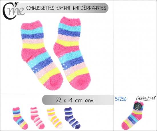 Chaussettes enfant antidérapantes - Dim: 22*14cm - x4 assortiments
