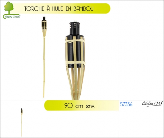 Torche à huile en bambou (90cm env.)