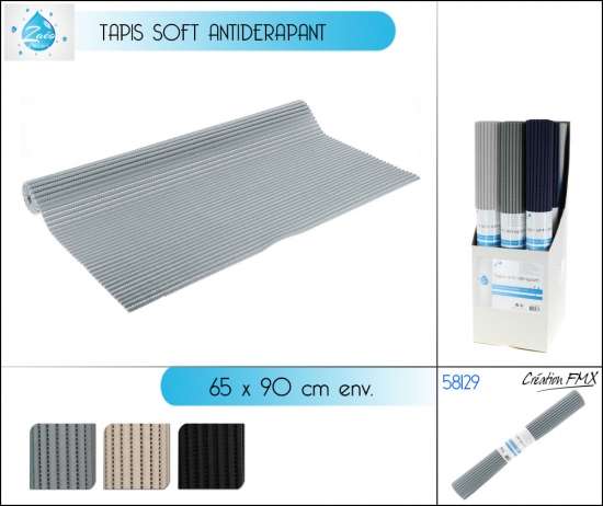 Tapis soft anti-derapant 65x90 cm env - 3 assts