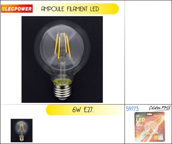 Ampoule Filament LED G80 E27,6W