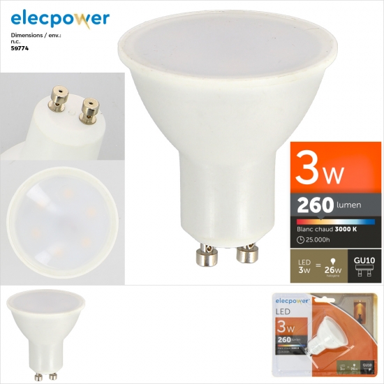 Ampoule LED Spot GU10 3W 3000K