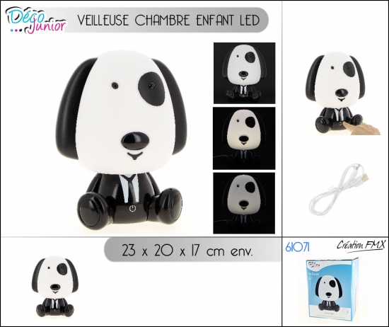 Veilleuse chambre enfant LED - Forme Chien - 3W + câble USB inclus