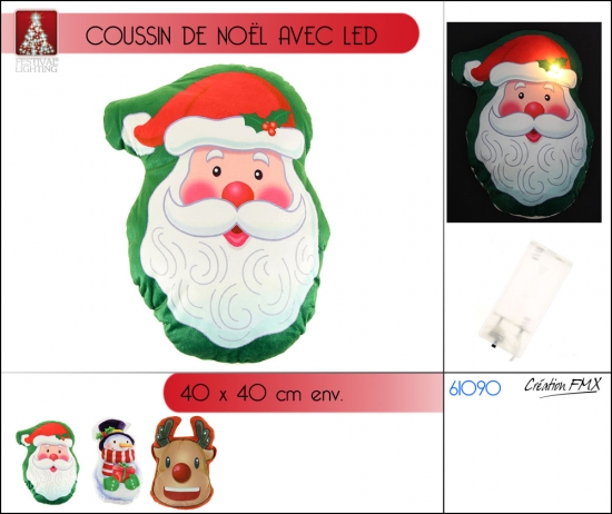 Coussin lumineux (H=41 à H=44cm env.) / 3 assortiements