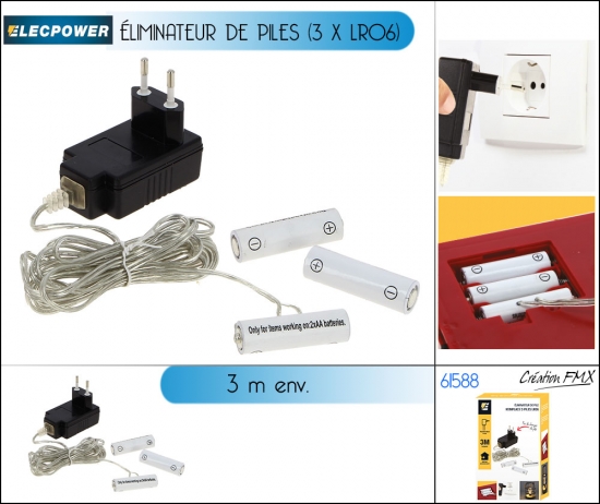 Adaptateur secteur pour piles 3xLR06