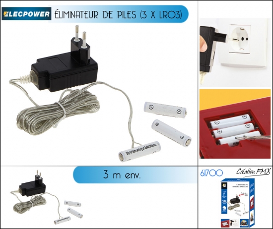Adaptateur secteur pour piles 3xLR03