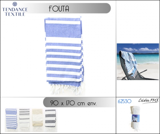 Fouta , 90 x 170 cm env, 4 assts.